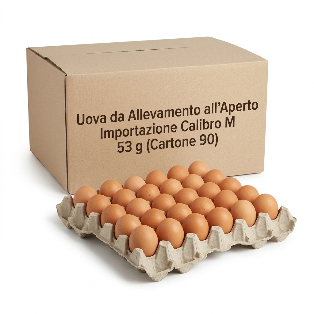 Uova da Allevamento all'Aperto Importazione Calibro M 53 g (Cartone 90)