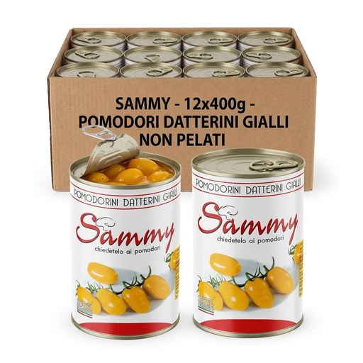 Tomates Datterini Jaunes Non Pelées au Jus 500 g (Carton de 12) — Sammy