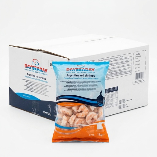 Gambero Rosso Argentino Sgusciato PD 16/20 Glassato 20% Sacchetto 1 kg — DaySeaDay