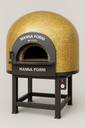 Holzofen für professionelle Pizzeria Manna Forni Mod. MF130DL mit Keramik-Goldmosaik-Verkleidung