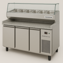 TECNODOM Bancopizza Refrigerato con Vetrina 75cm - 3 Porte - Lunghezza 206cm - Modello PERFEKT750P3